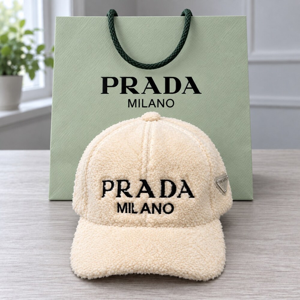 Prada Ivory Textured Logo Baseball Cap - Picture 1 of 6